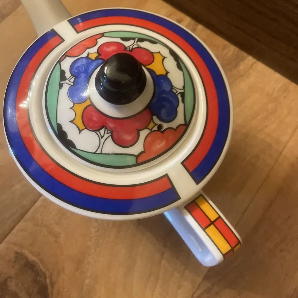 Vintage Sadler Art Deco Colorful Tea Pot Inspired By Clarice Cliff England